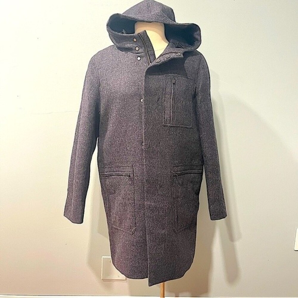 COS Men's Women’s Hooded Parka Pea Coat in Dark Gray